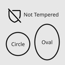 Pattern Glass, not tempered, circle or oval