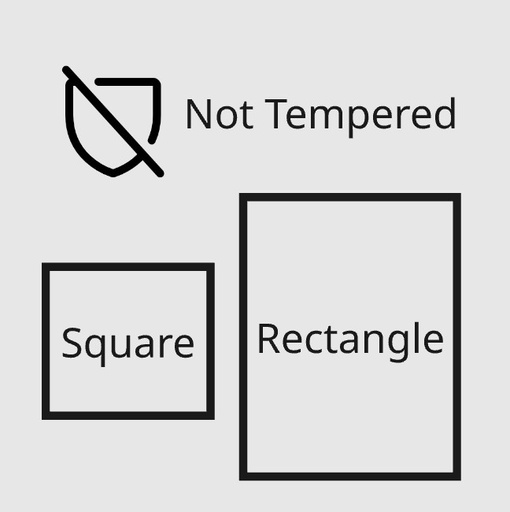 Pattern Glass, not tempered, square or rectangle
