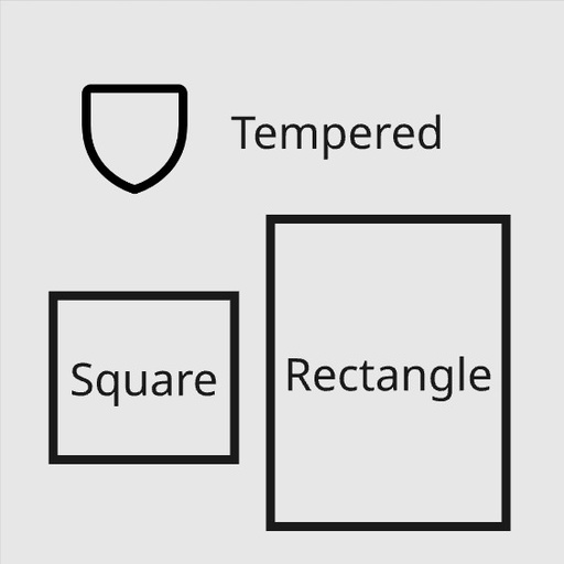 Float Glass, tempered, square or rectangle