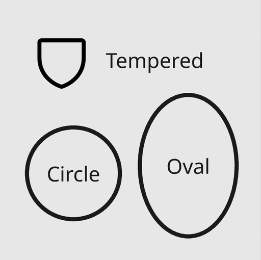 Float Glass, tempered, circle or oval